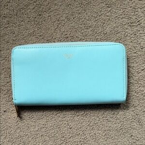 Céline Light Blue Zip-Around Leather Wallet
